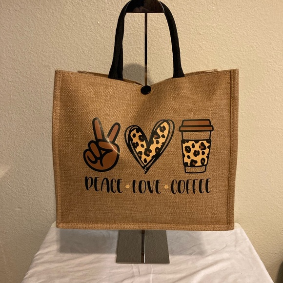 Handbags - Peace Love Coffee Tote Bag